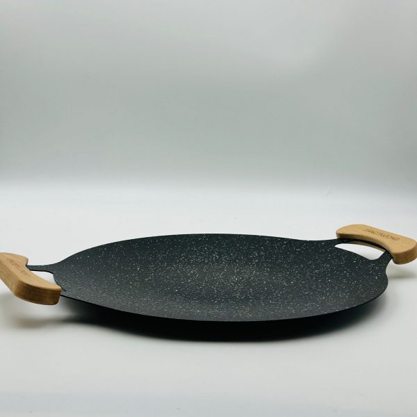 Non-Stick Granite Flat Tawa with Wooden Handles(24cm)