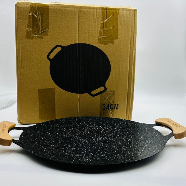 Non-Stick Granite Flat Tawa with Wooden Handles(24cm) - Image 3