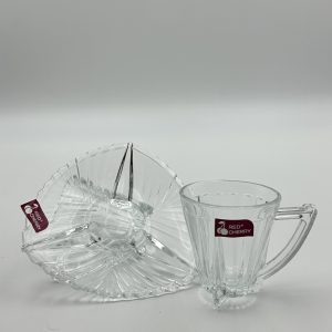 Red Cherry Attica Glass Cup & Saucer Set – 6 PCS Elegant Tea & Coffee Set