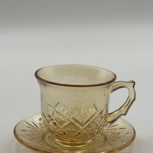Elegant Amber Glass Tea Cup & Saucer Set (12-Piece)