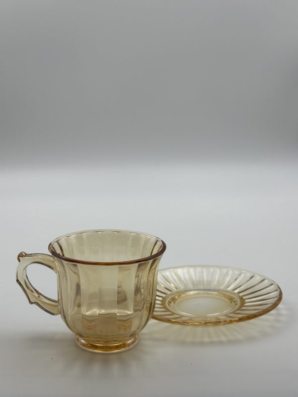 Amber Glass Tea Cup & Saucer Set (12-Piece) - Image 2