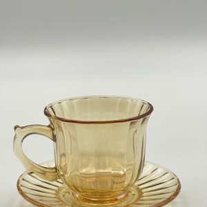 Amber Glass Tea Cup & Saucer Set (12-Piece)