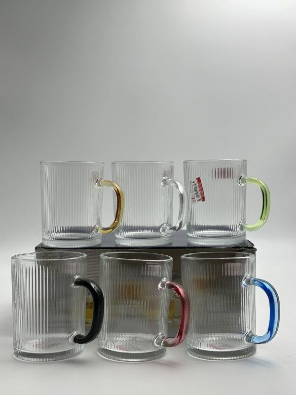 Elegant Ribbed Glass Mug Set (6 Pieces) - Image 2