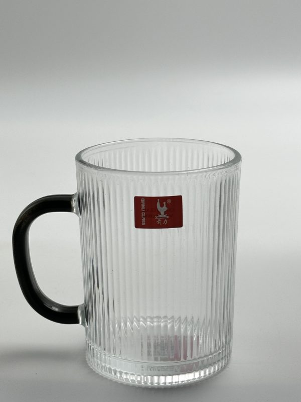 Elegant Ribbed Glass Mug Set (6 Pieces)