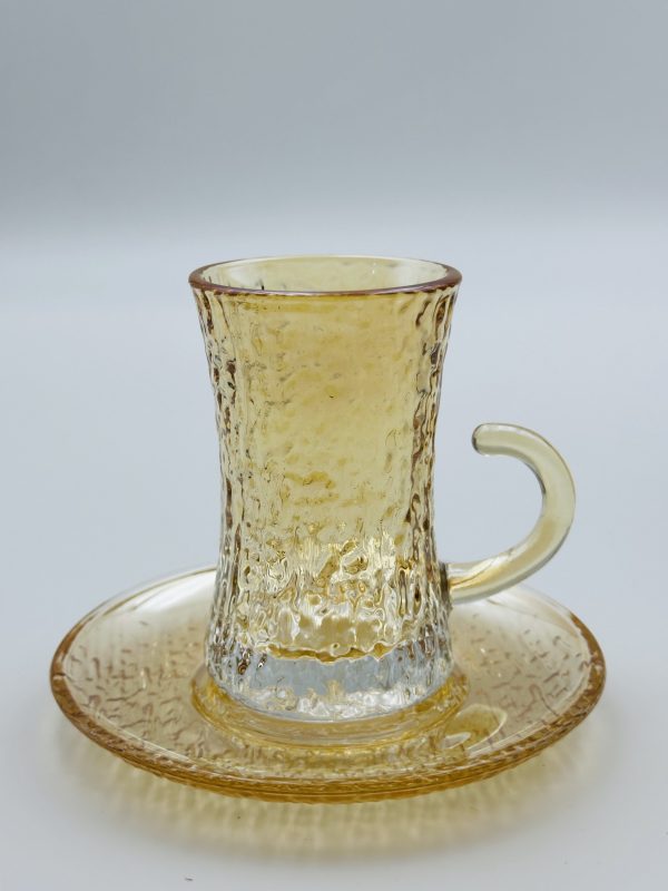 Diamonds Amber Glass Tea Cup Set - 12 PCS