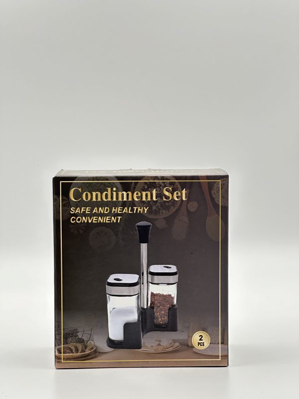 Condiment Set with Glass Jars and Dispenser Stand - Image 3