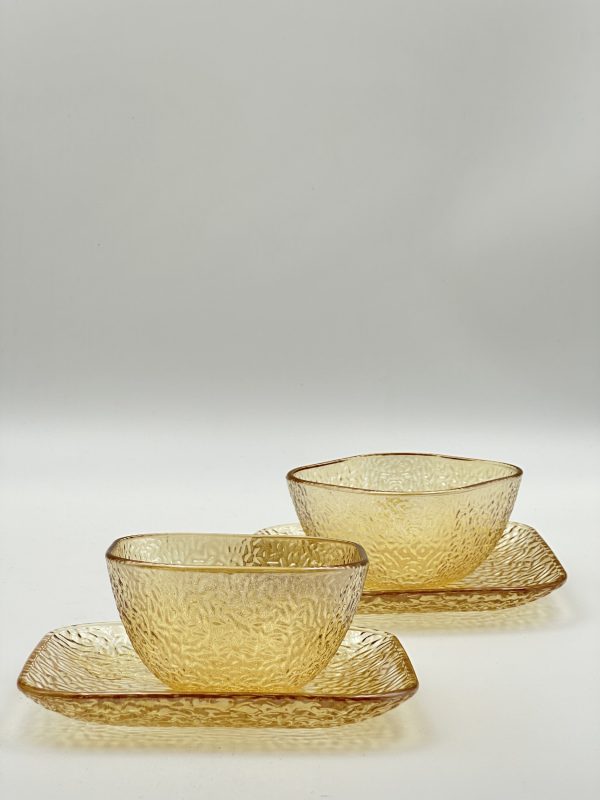 Amber Textured Glass Dinnerware Set - Image 2