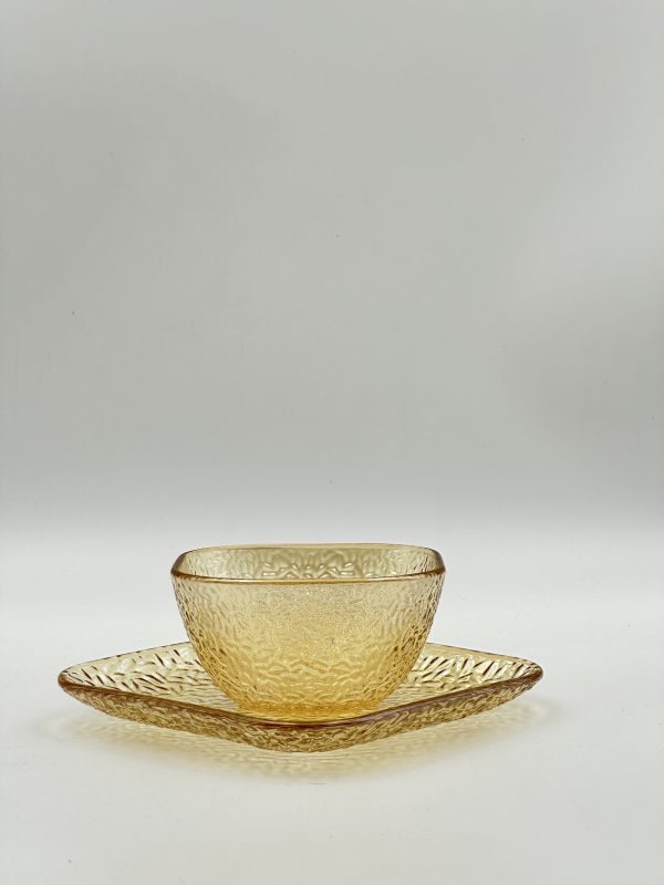 Amber Textured Glass Dinnerware Set