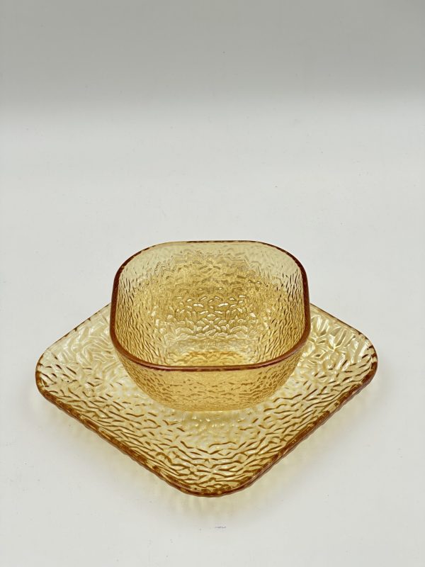 Amber Textured Glass Dinnerware Set - Image 3