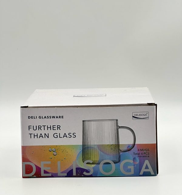 Delisoga Ribbed Glass Mug Set (4 PCS) - Image 3