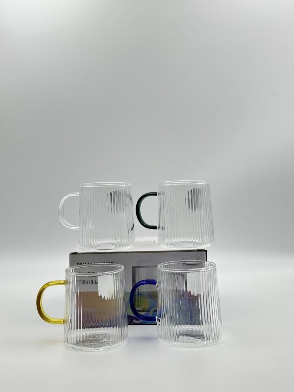 Delisoga Ribbed Glass Mug Set (4 PCS) - Image 2