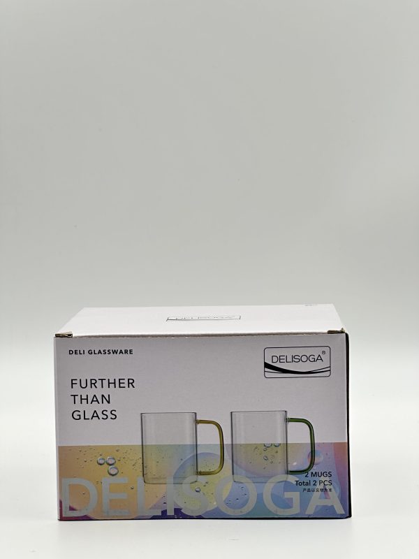 Delisoga Transparent Square Glass Mug Set (2 PCS) - Image 3