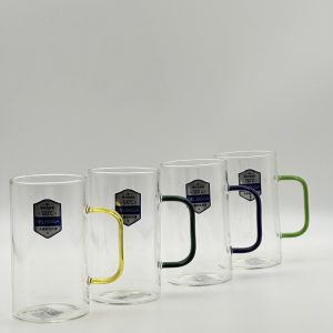 Delisoga Transparent Cylindrical Glass Mug Set (4 PCS)