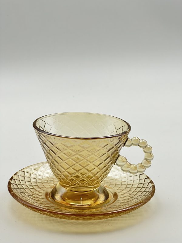 Royal Design Premium Glass Tea Cup & Saucer Set (12-Piece)