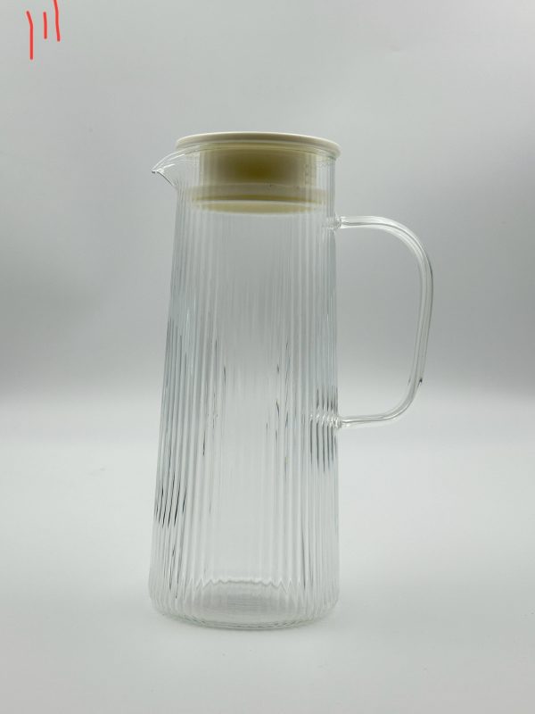 Elegant Ribbed Glass Pitcher & Tumbler Set (5-Piece) - Image 2