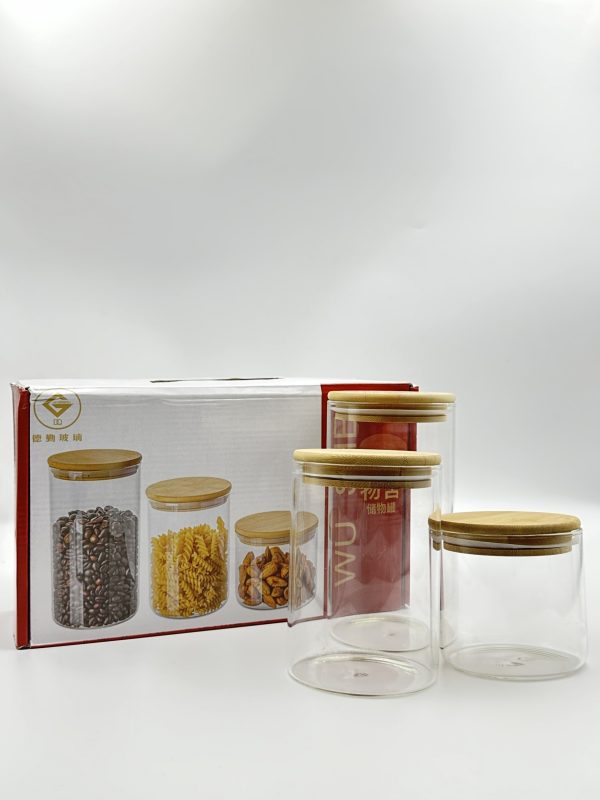 Glass Storage Jar Set with Bamboo Lid - Image 2