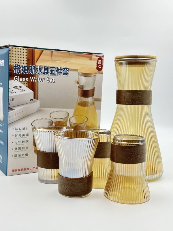 Elegant Glass Water Set with Carafe & Tumblers - Image 4