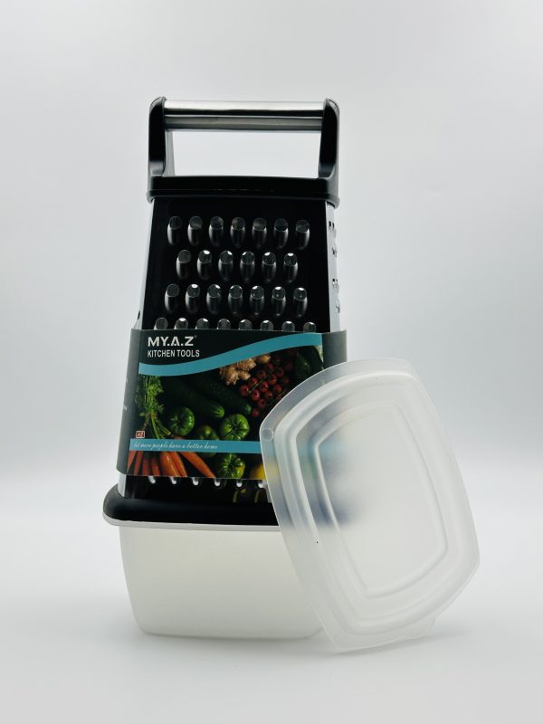 4-Sided Stainless Steel Box Grater with Storage Container / Lid - Image 3