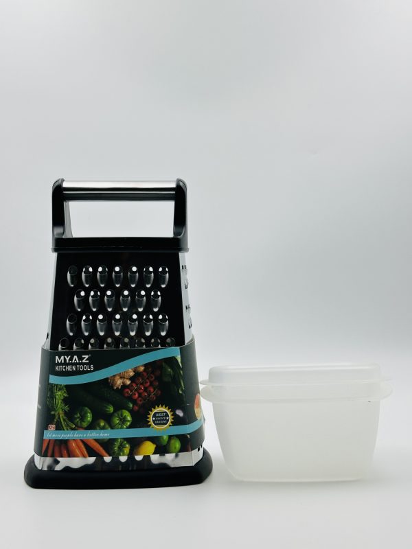 4-Sided Stainless Steel Box Grater with Storage Container / Lid - Image 2