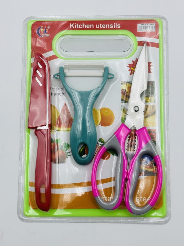 3-Piece Kitchen Utensil Set – Knife, Peeler / Multi-Purpose Scissors