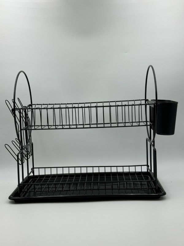 2-Tier Stainless Steel Dish Rack with Cutlery Holder & Draining Tray - Image 2