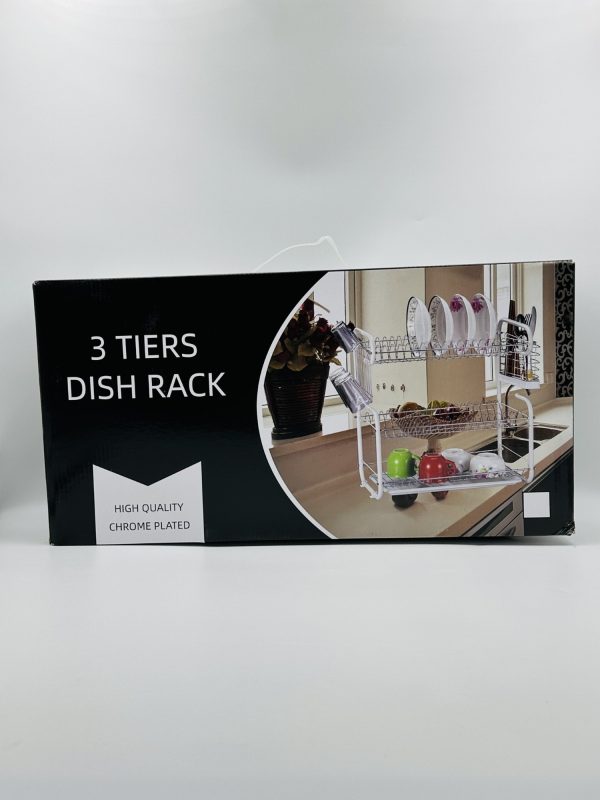 3-Tier Chrome-Plated Dish Rack - Image 2