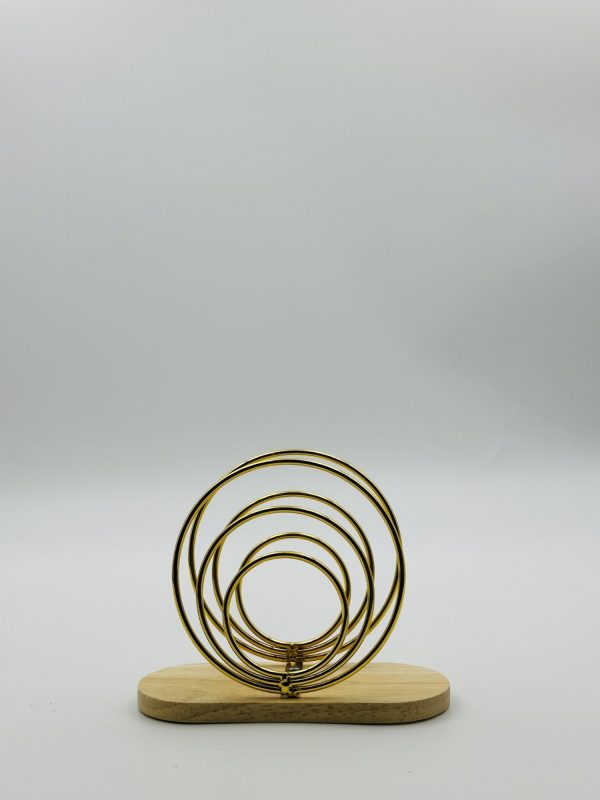 Gold Spiral Napkin Holder with Wooden Base - Image 2