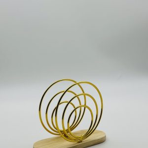 Gold Spiral Napkin Holder with Wooden Base