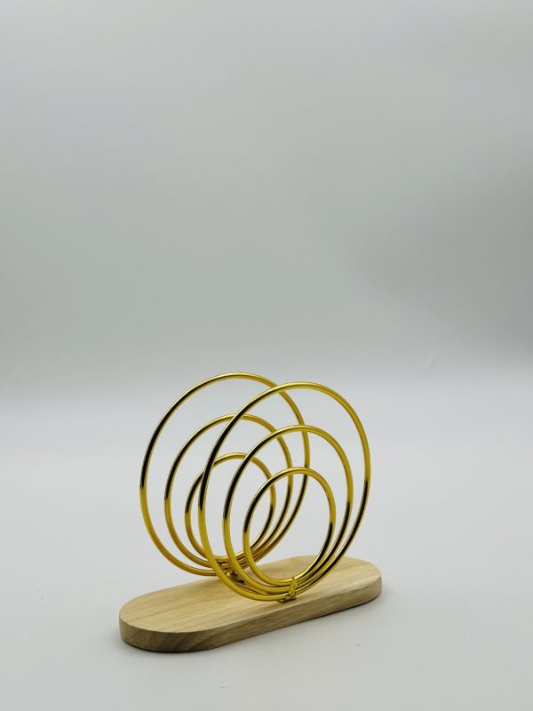 Gold Spiral Napkin Holder with Wooden Base