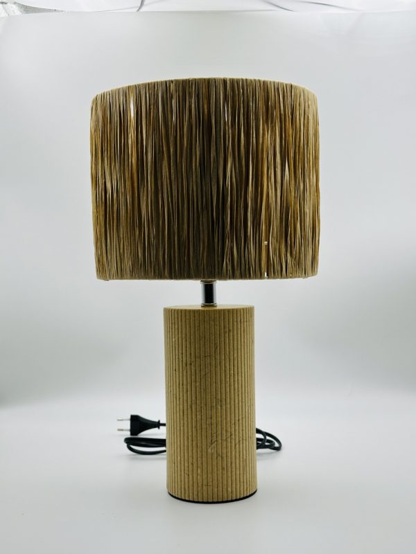 Rustic Boho Table Lamp – Natural Wood Base with Textured Shade