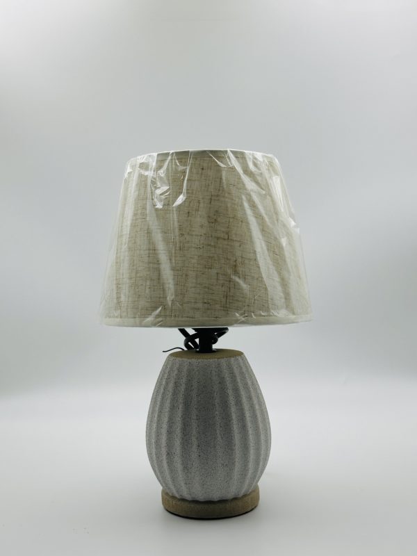 Rustic Ceramic Table Lamp – Textured Base with Fabric Shade