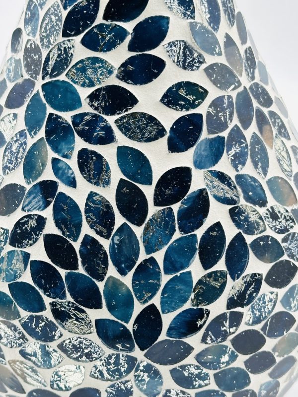 Handcrafted Mosaic Glass Vase – Blue & Silver - Image 2