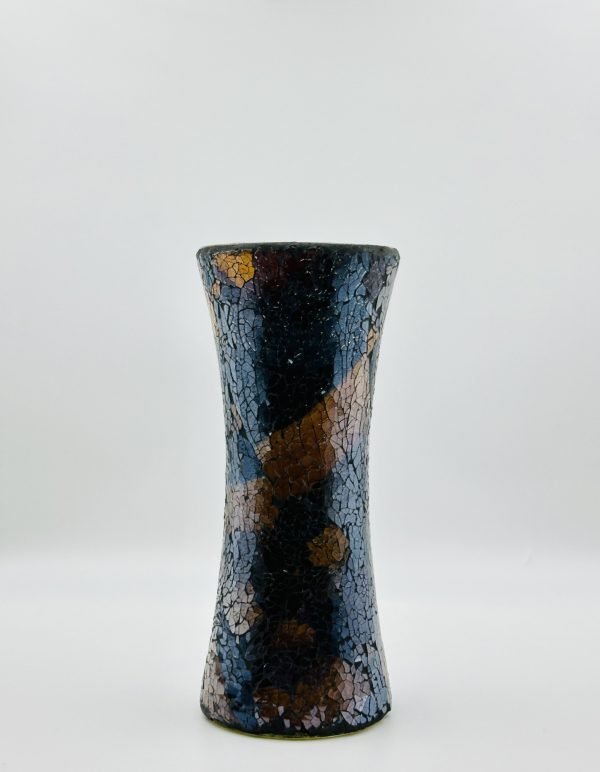 Handcrafted Crackled Mosaic Glass Vase – Abstract Design