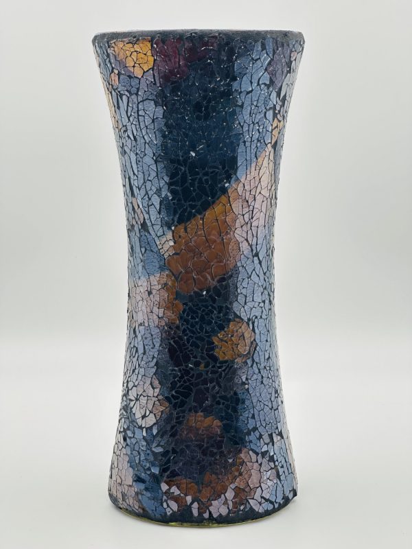 Handcrafted Crackled Mosaic Glass Vase – Abstract Design - Image 2