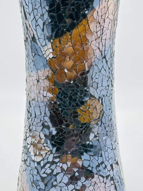 Handcrafted Crackled Mosaic Glass Vase – Abstract Design - Image 3