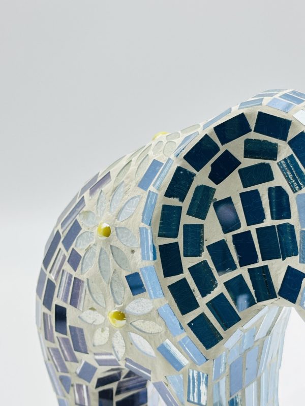 Handcrafted Mosaic Glass Elephant Sculpture – Blue & Silver - Image 2