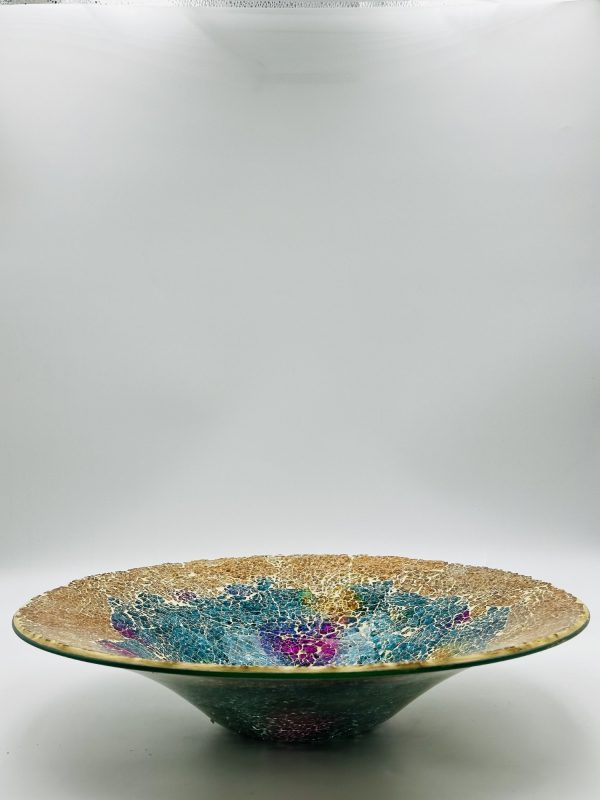 Handcrafted Crackled Mosaic Glass Decorative Bowl - Image 2