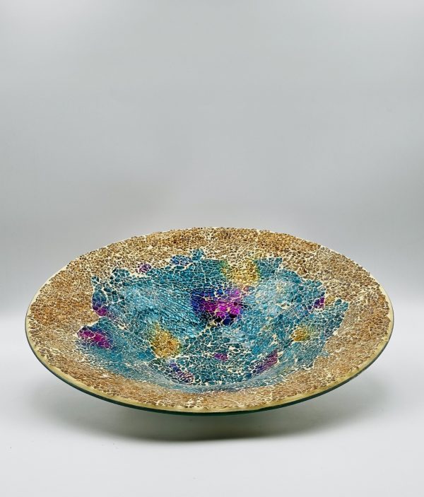 Handcrafted Crackled Mosaic Glass Decorative Bowl