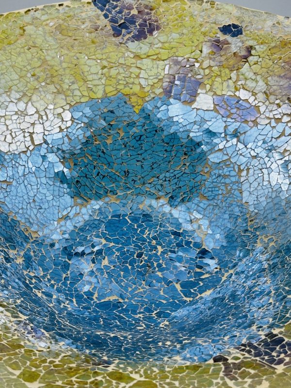 Golden Crackled Mosaic Glass Decorative Bowl - Image 3