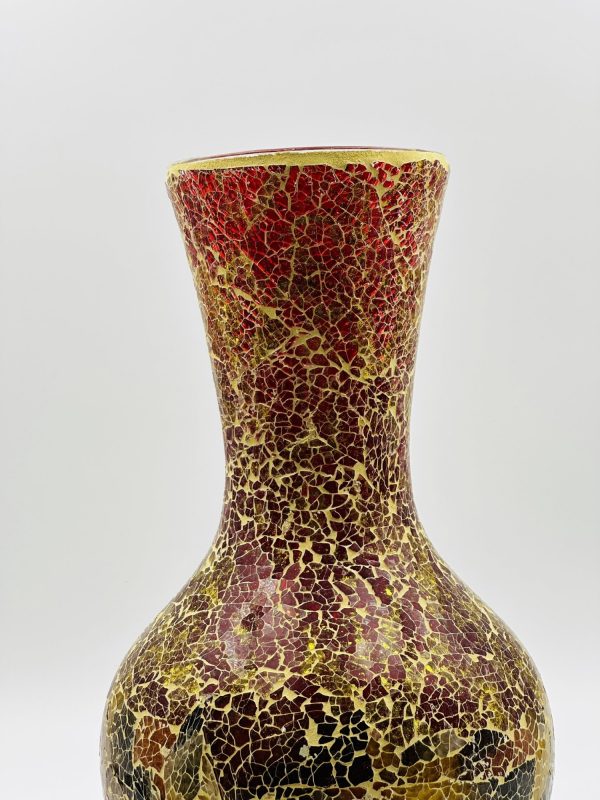 Golden Ember Crackled Mosaic Glass Vase – Handcrafted Decorative Masterpiece - Image 2