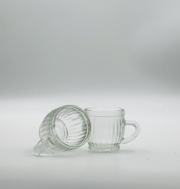 Vintage Ribbed Glass Cup Set – 6 PCS for Tea & Coffee - Image 3