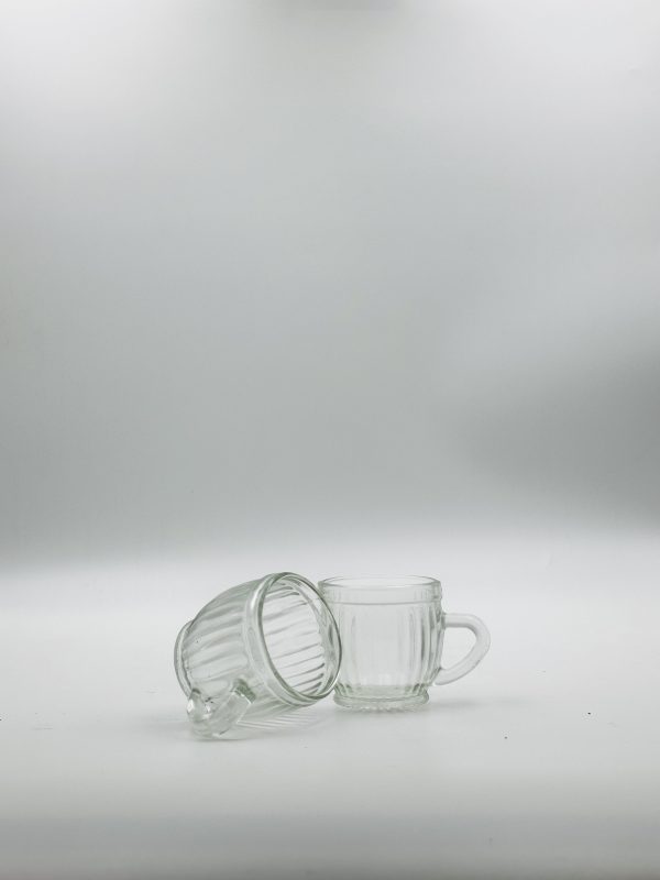 Vintage Ribbed Glass Cup Set – 6 PCS for Tea & Coffee