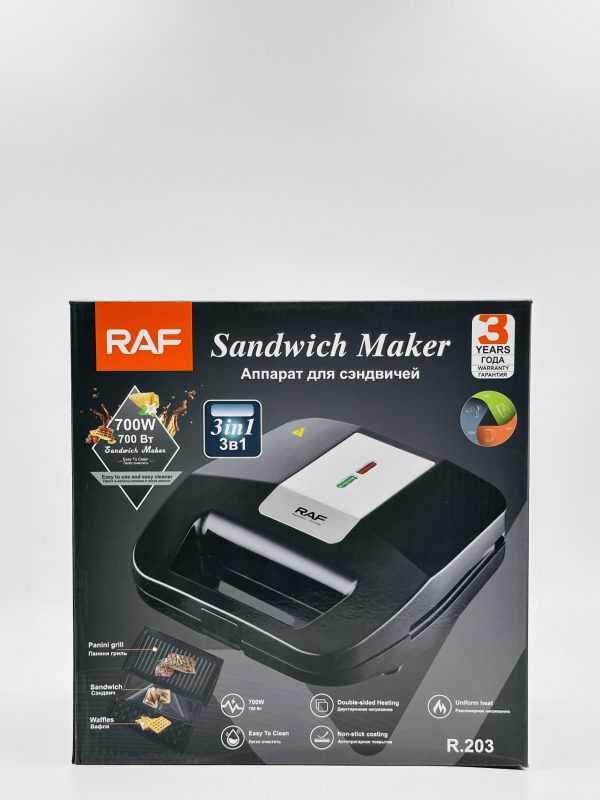 RAF 3-in-1 Sandwich Maker – 700W Multi-Function Toaster