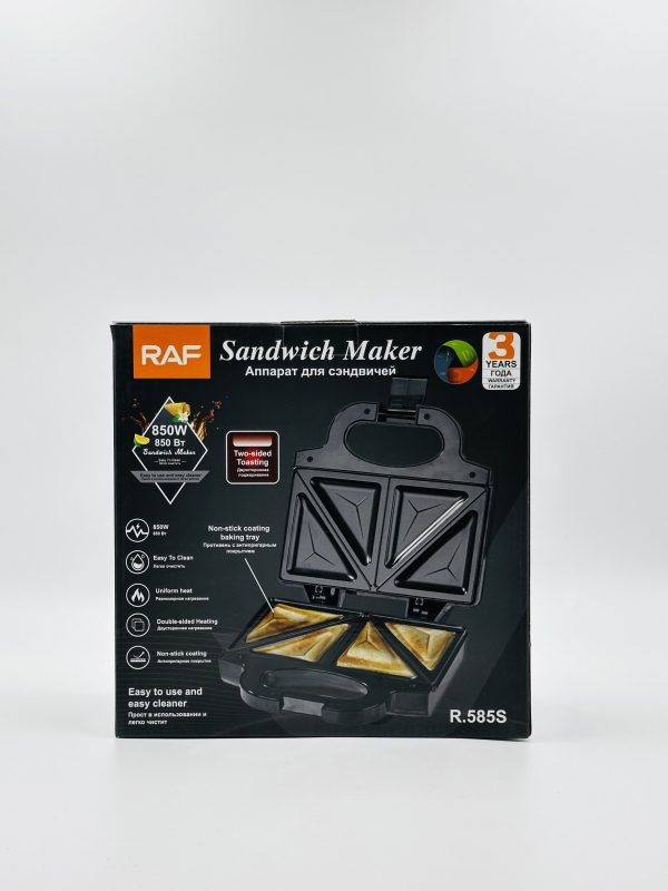 RAF 850W Sandwich Maker – Non-Stick 2-Slice Toaster