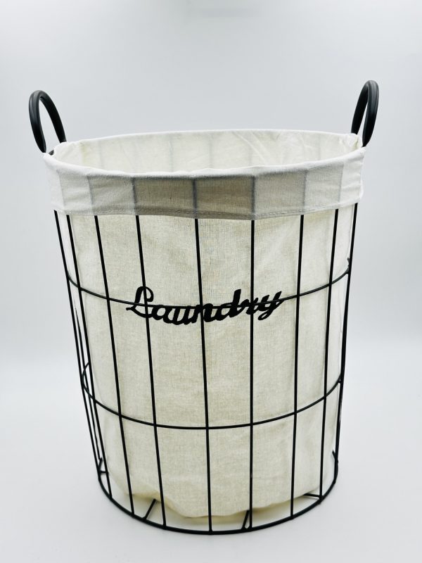 Wire Frame Laundry Basket – Industrial-Style Fabric Lined Hamper