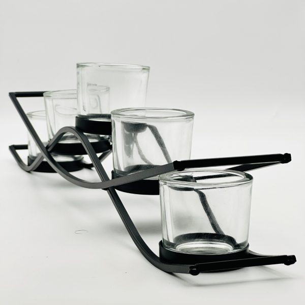 Black Metal Tealight Candle Holder – Modern Quad Votive Stand - Image 2