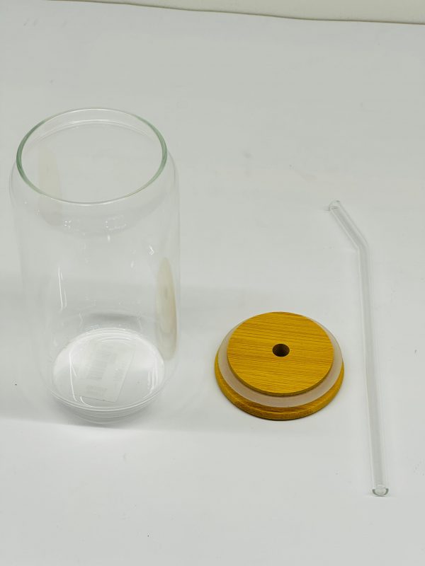 Glass Tumbler with Bamboo Lid & Glass Straw – 500ml - Image 3