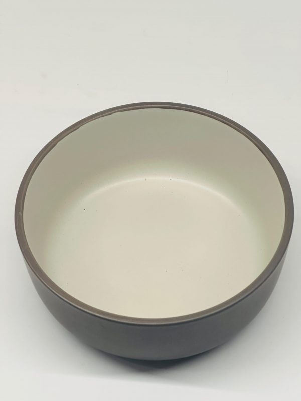 Matte Black & Ivory Ceramic Serving Bowl - Image 2