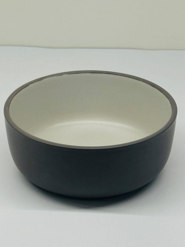 Matte Black & Ivory Ceramic Serving Bowl