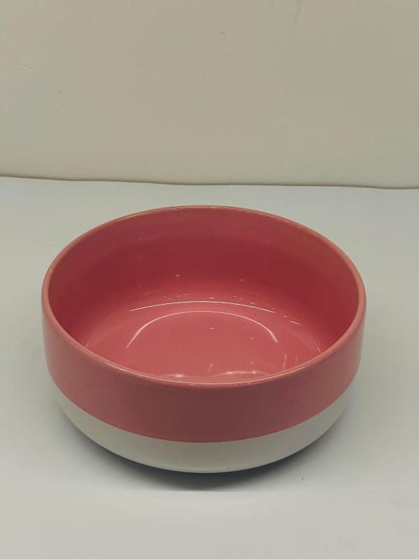 Two-Tone Ceramic Bowl – Pink & White